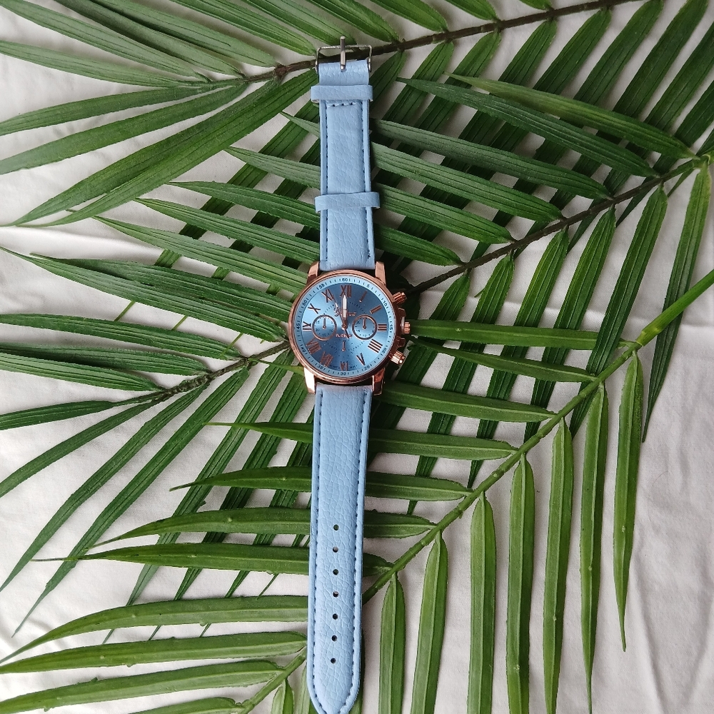 New Light Blue Geneva Platinum Watch